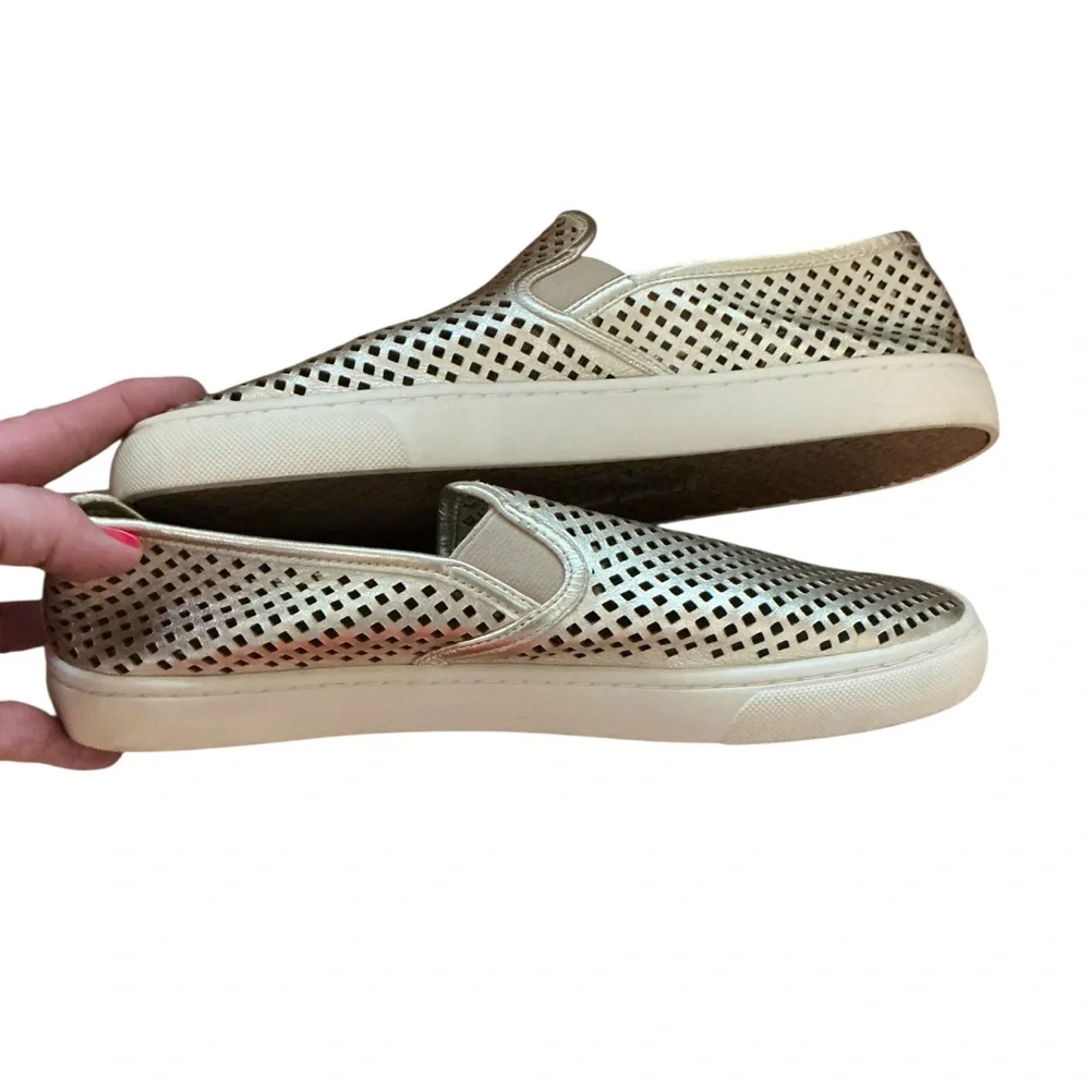 Tory Burch Metallic Gold Jesse‎ Perforated Sneakers Sz 10